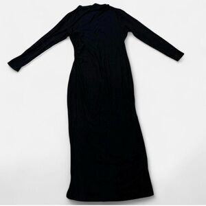 Classic Black Long-Sleeve Midi Dress
